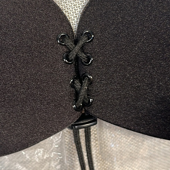 No Straps Pastie with Lace Up Push Up Black Backless Bra - Picture 2 of 6